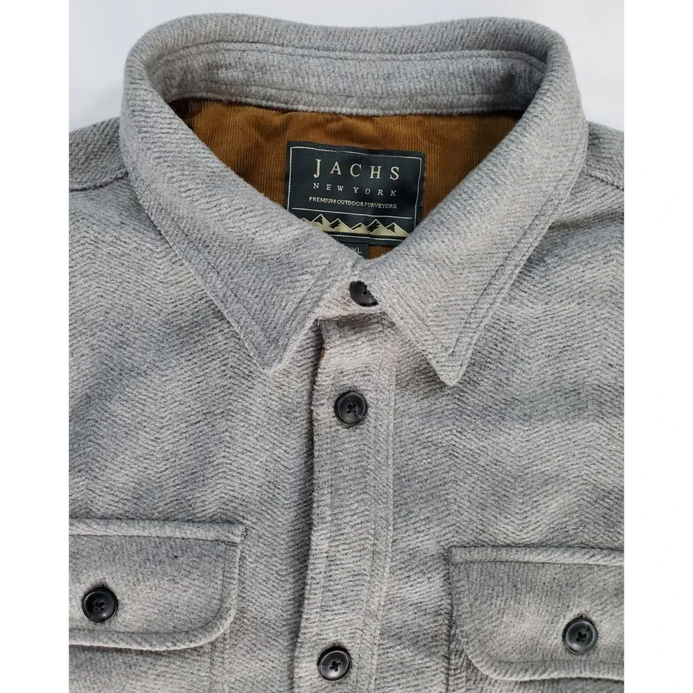 JACHS New York Mens XXL Shirt Jacket Gray Premium Outdoors Wool Blend Shacket
